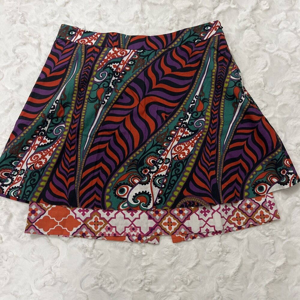 Odille A Line Skirt Womens Size 6 Multicolored 100% Cotton Lined Side Zipper
